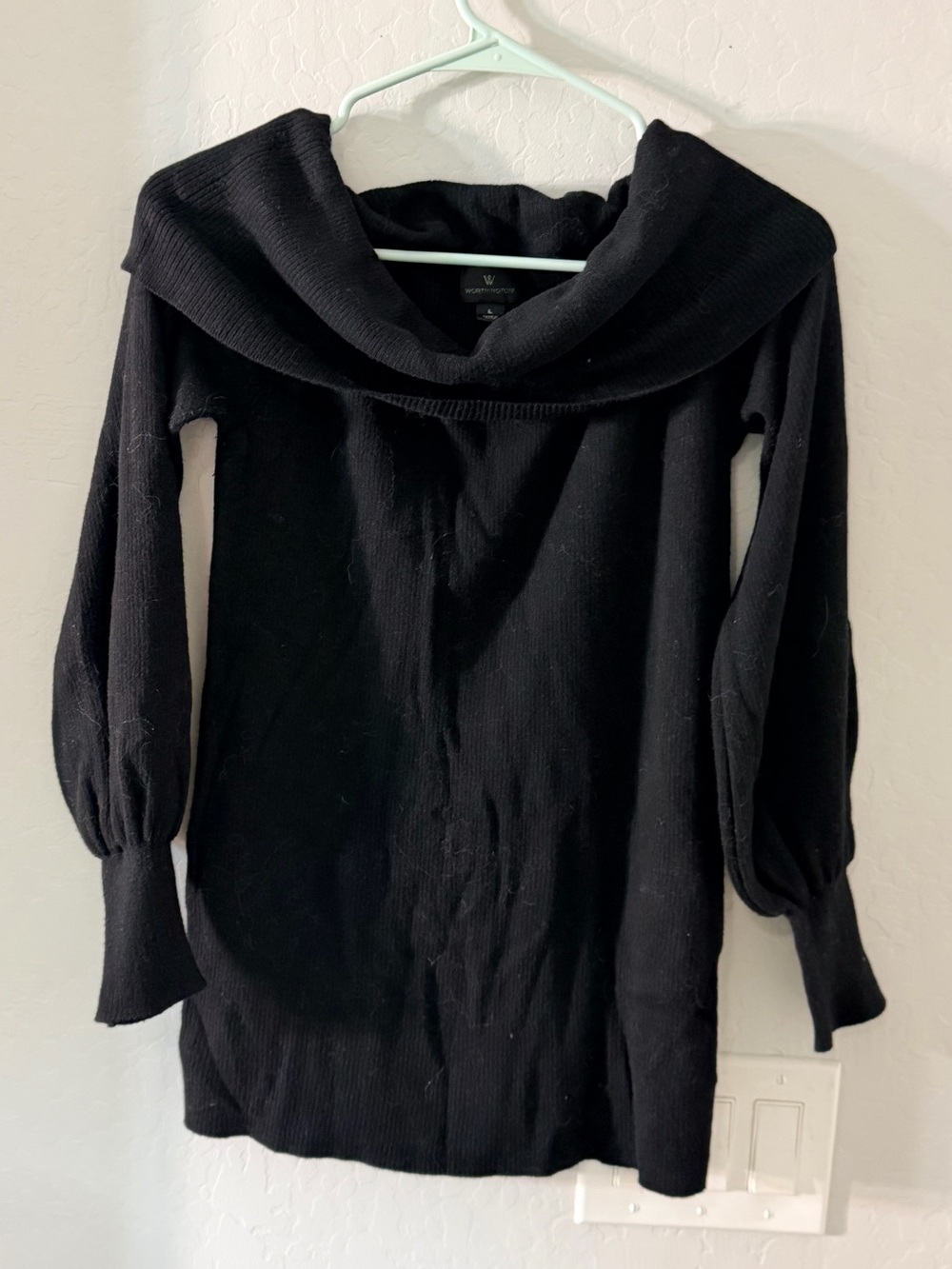 Worthington Black Off-the-Shoulder Sweater with Cowl Neck